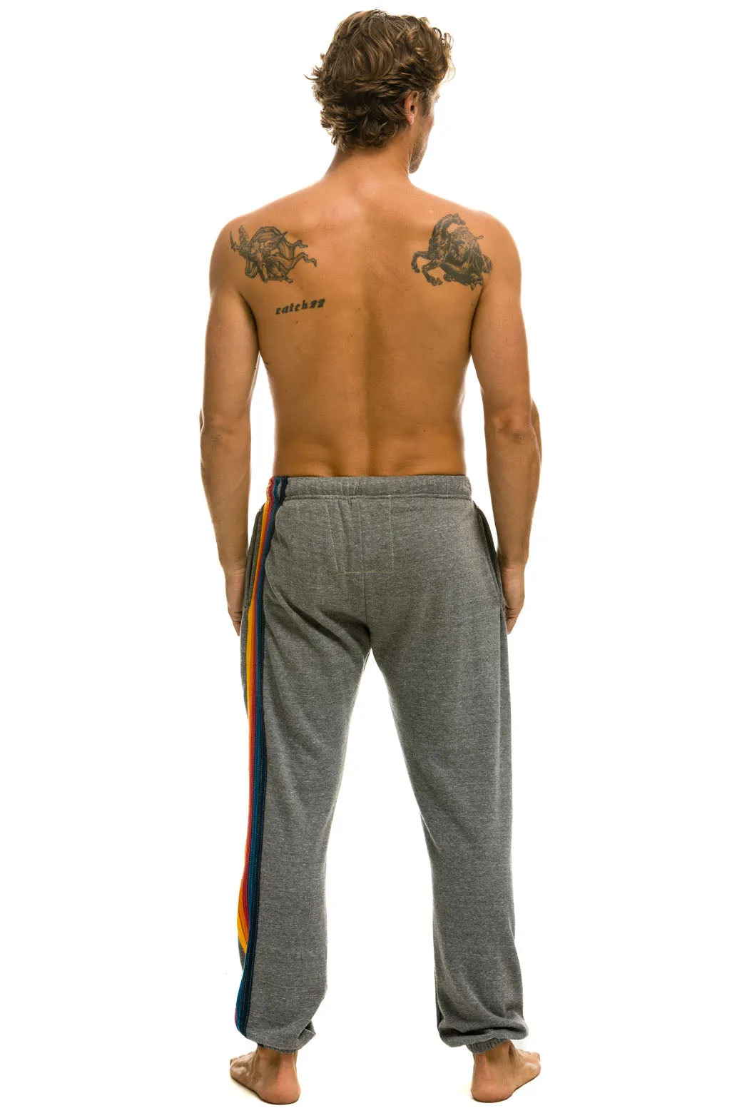 5 STRIPE SWEATPANTS - HEATHER GREY