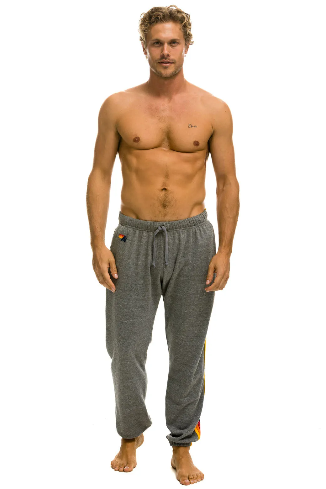 5 STRIPE SWEATPANTS - HEATHER GREY