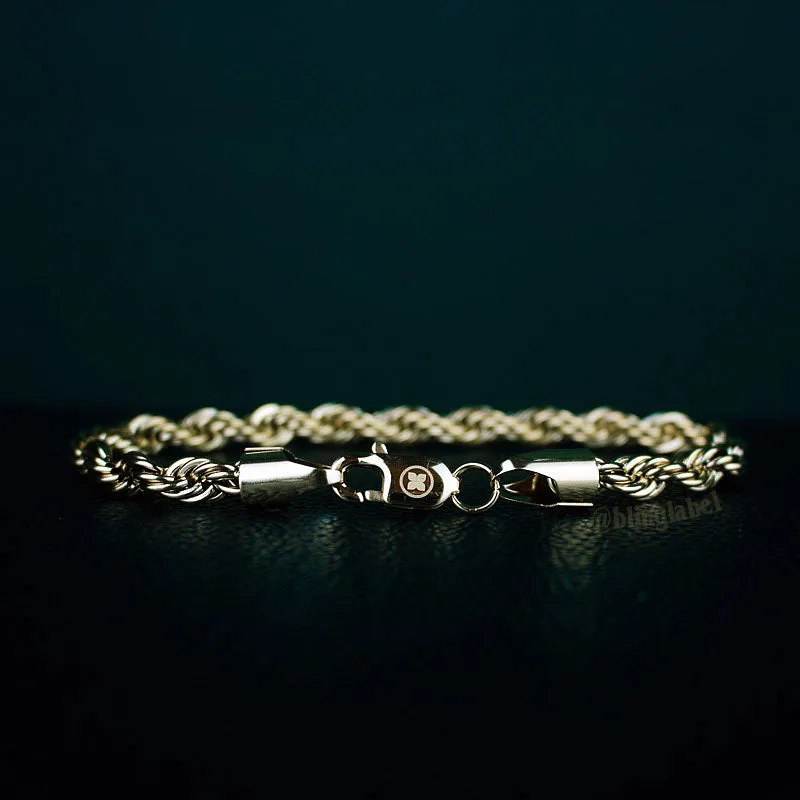 6mm Thick Rope Bracelet in Gold