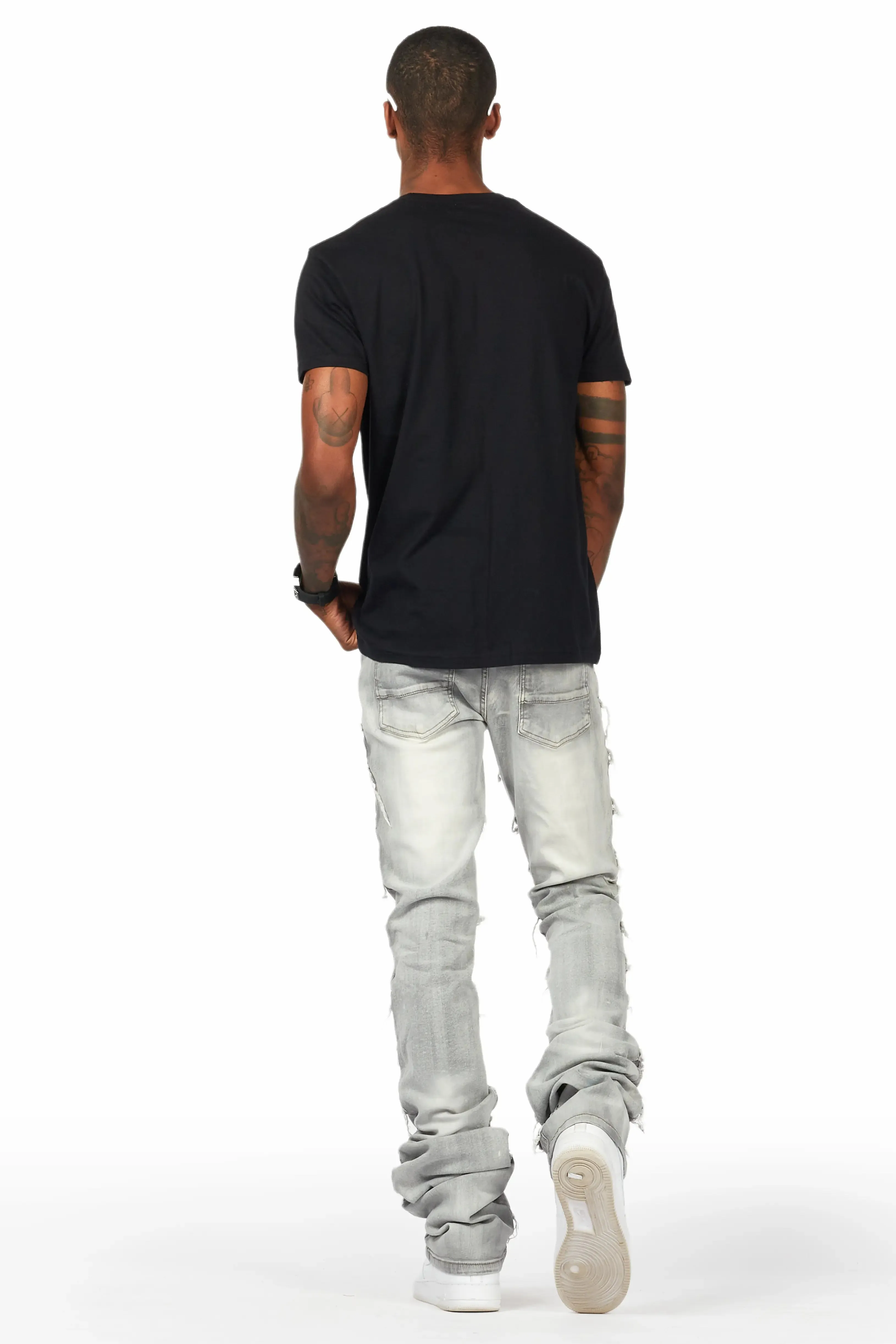 Adino Black/Grey T-Shirt Stacked Flare Jean Bundle