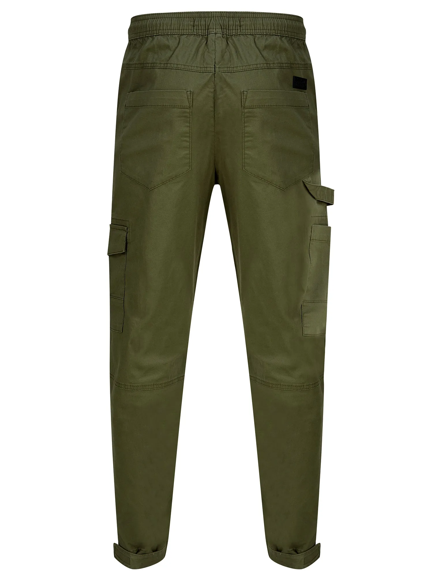 Anza Stretch Cotton Twill Cuffed Cargo Jogger Pants with Pockets in Dusty Olive - Tokyo Laundry