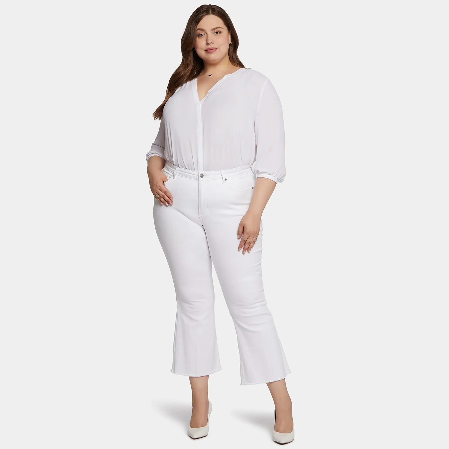 Ava Flared Ankle Jeans In Plus Size - Optic White