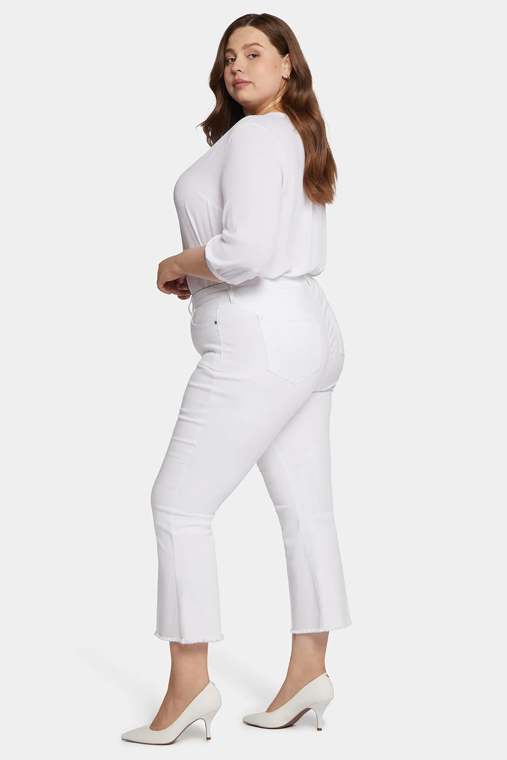 Ava Flared Ankle Jeans In Plus Size - Optic White