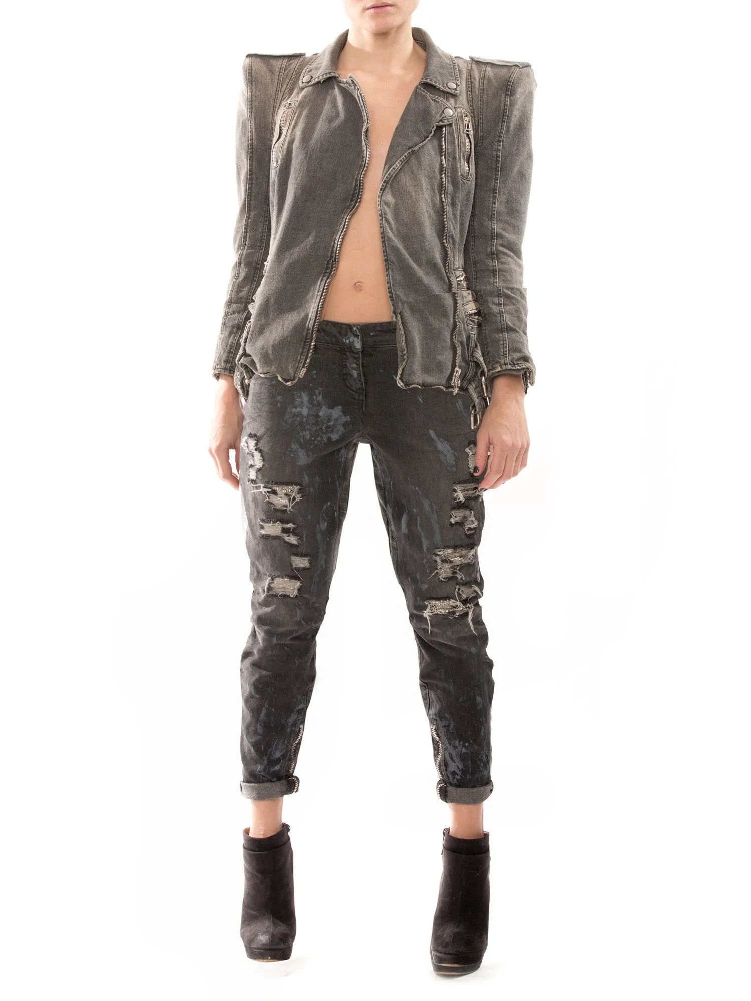 Balmain Distressed Biker Jeans