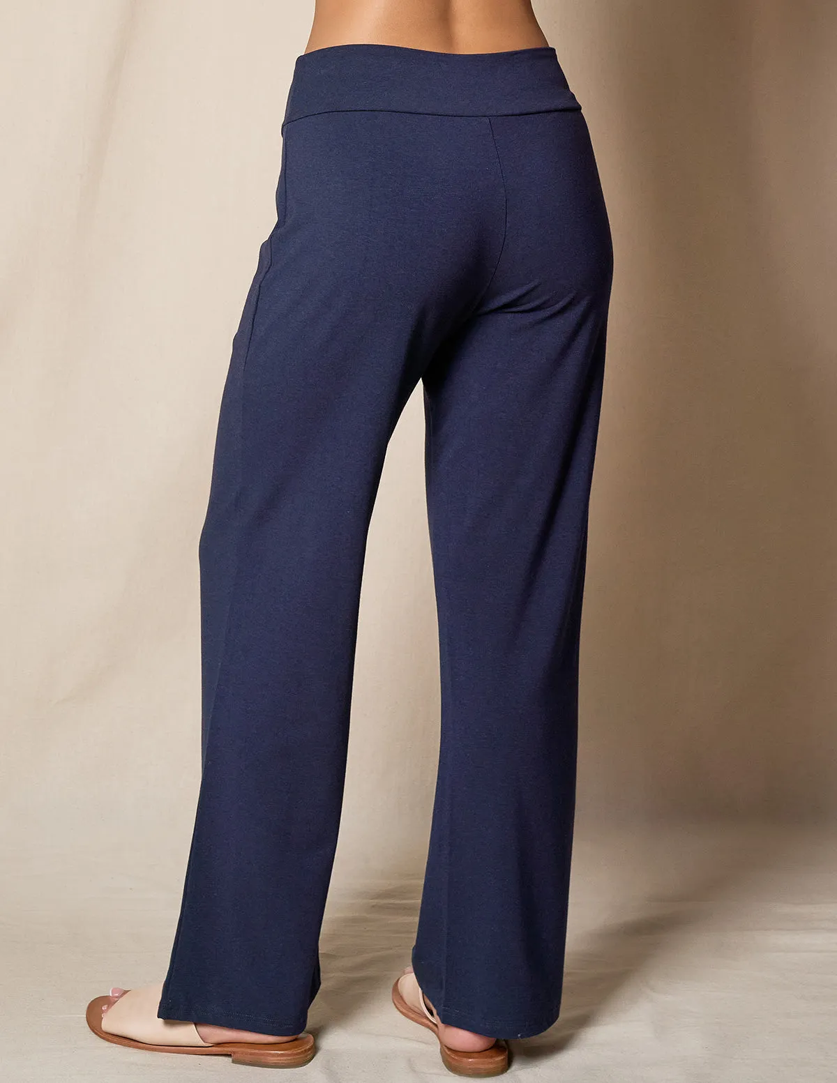 Bamboo / Organic Cotton Classic Straight Leg Pants - Navy