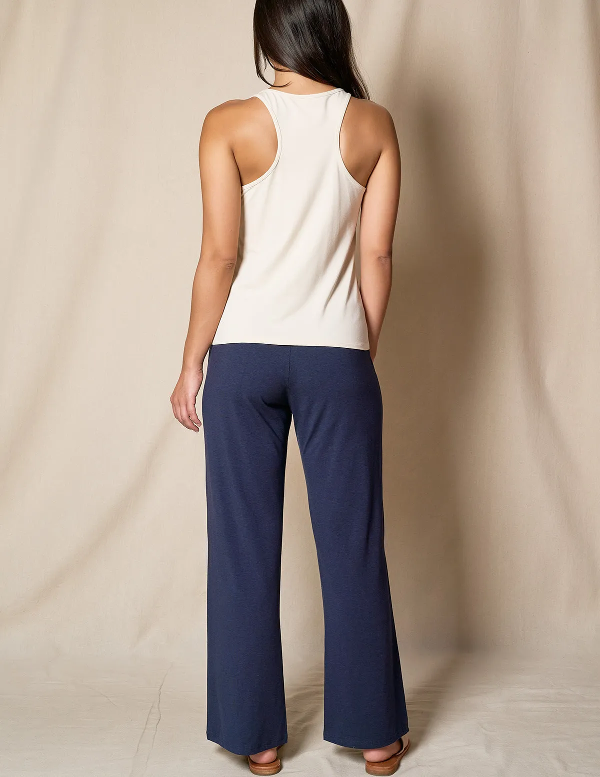 Bamboo / Organic Cotton Classic Straight Leg Pants - Navy