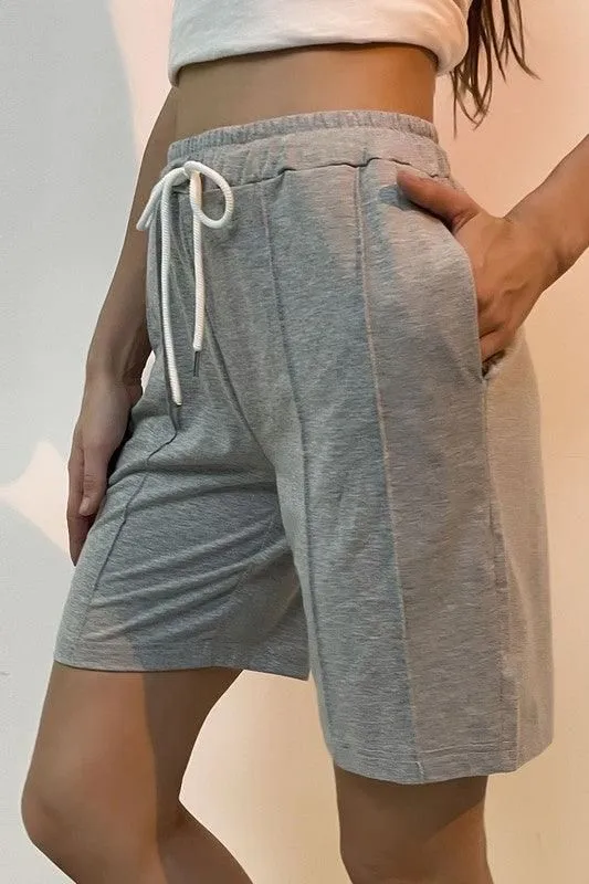 BANDING WAIST TIED CAUSAL SPORTS SHORTS