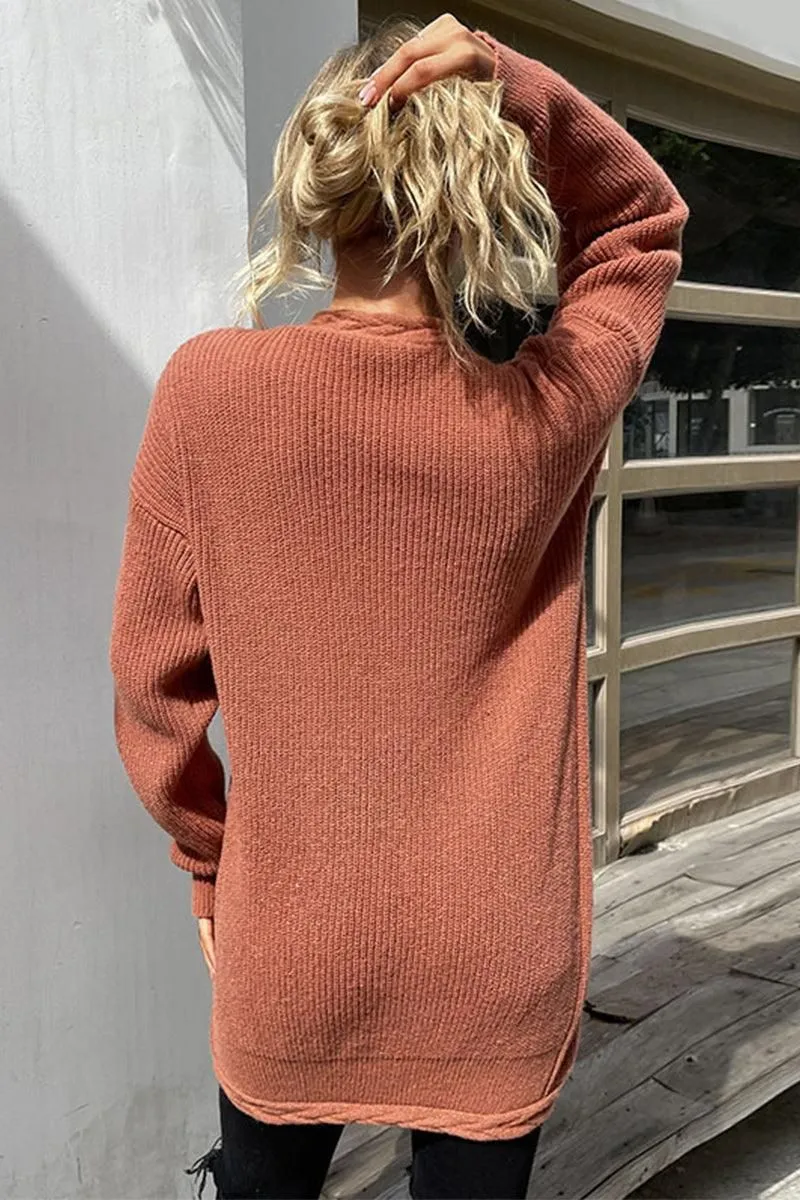 BASIC SOLID OPEN FRONT CARDIGAN WITH POCKETS