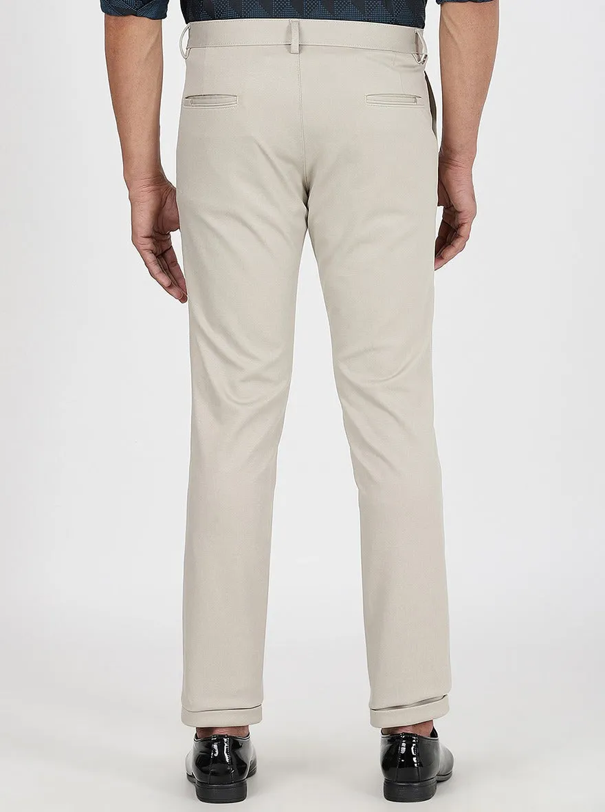 Beige Solid Slim Fit Club Wear Trouser | JB Studio