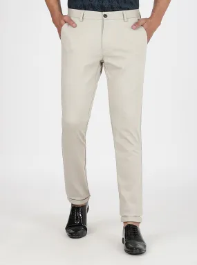 Beige Solid Slim Fit Club Wear Trouser | JB Studio