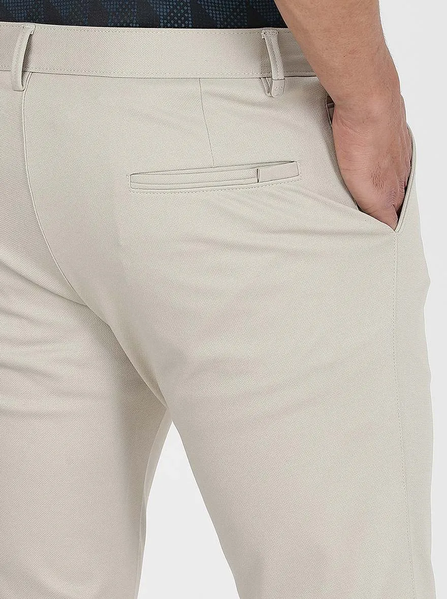 Beige Solid Slim Fit Club Wear Trouser | JB Studio