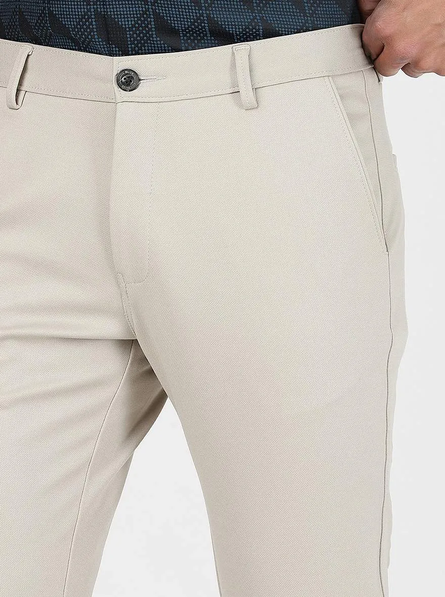 Beige Solid Slim Fit Club Wear Trouser | JB Studio