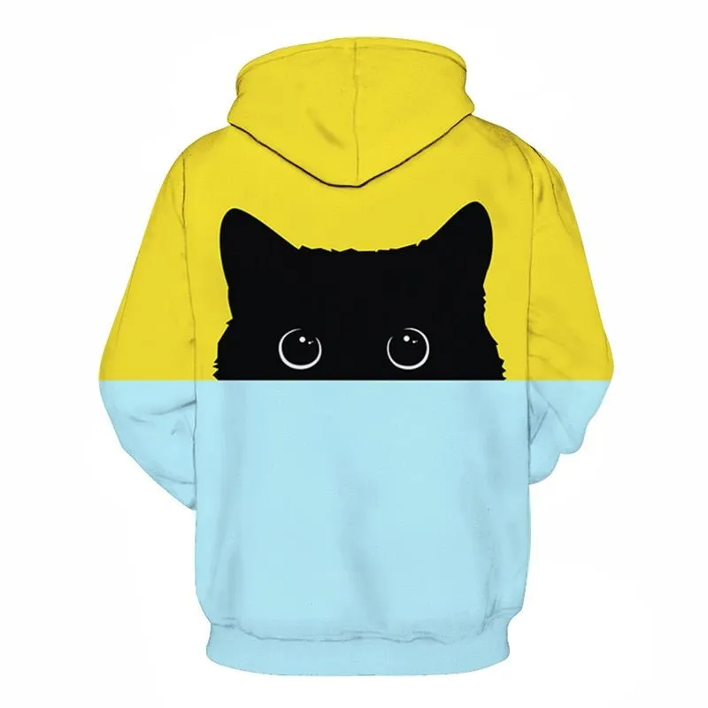 Black and white cat 3D Pouplar hoodie woman kawaii harajuku summer and fall casual top plus 6XL