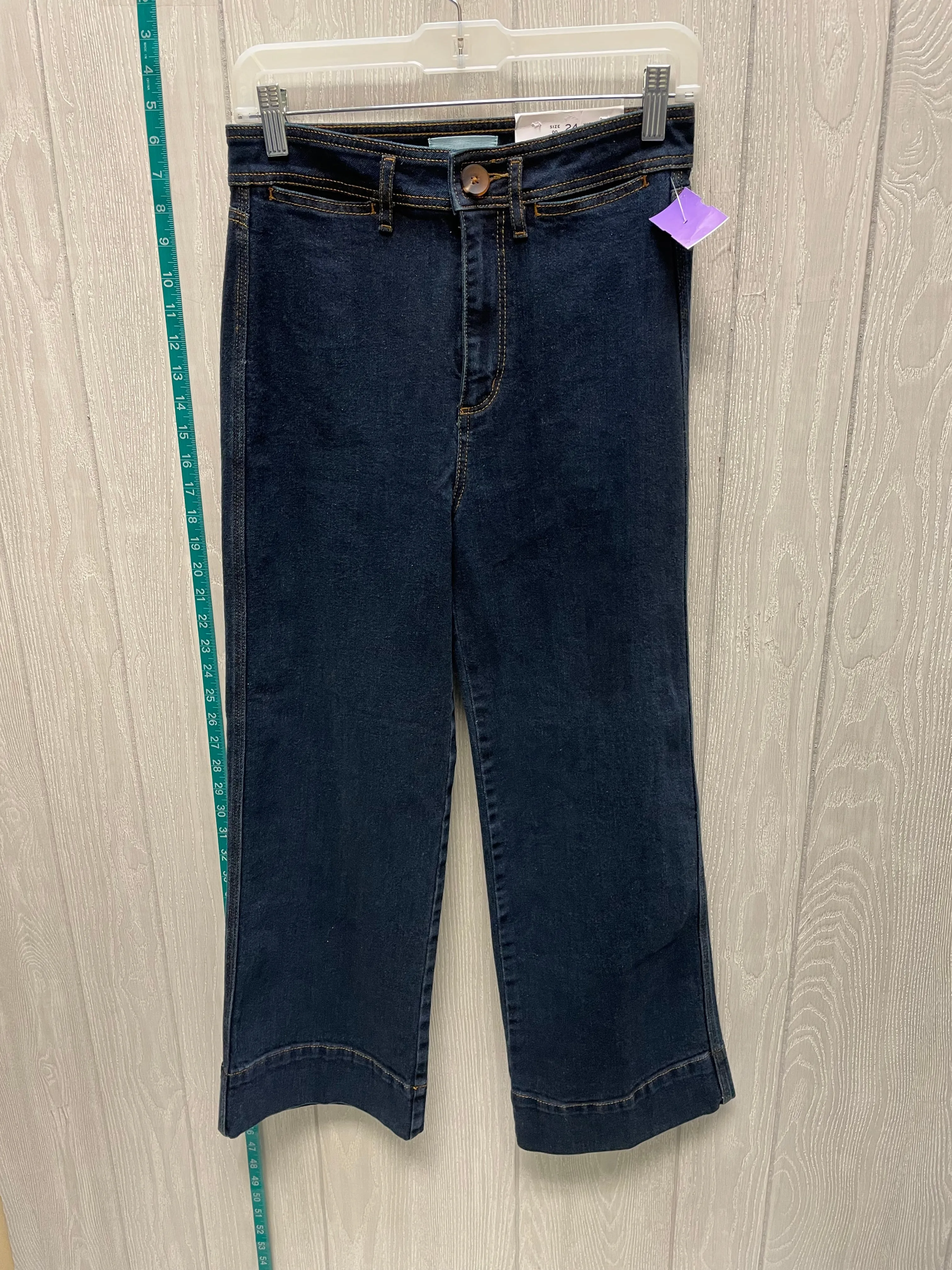 Blue Denim Jeans Wide Leg Loft, Size 0