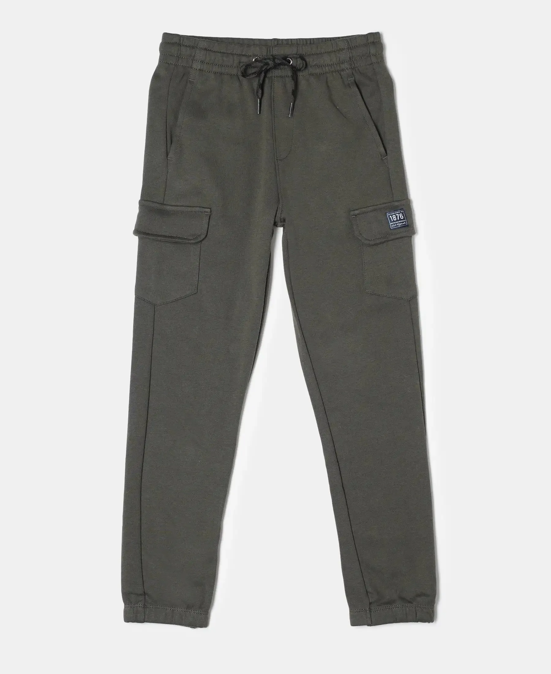 Boy's Super Combed Cotton Rich Cargo Pants with Cuffed Hem - Deep Olive