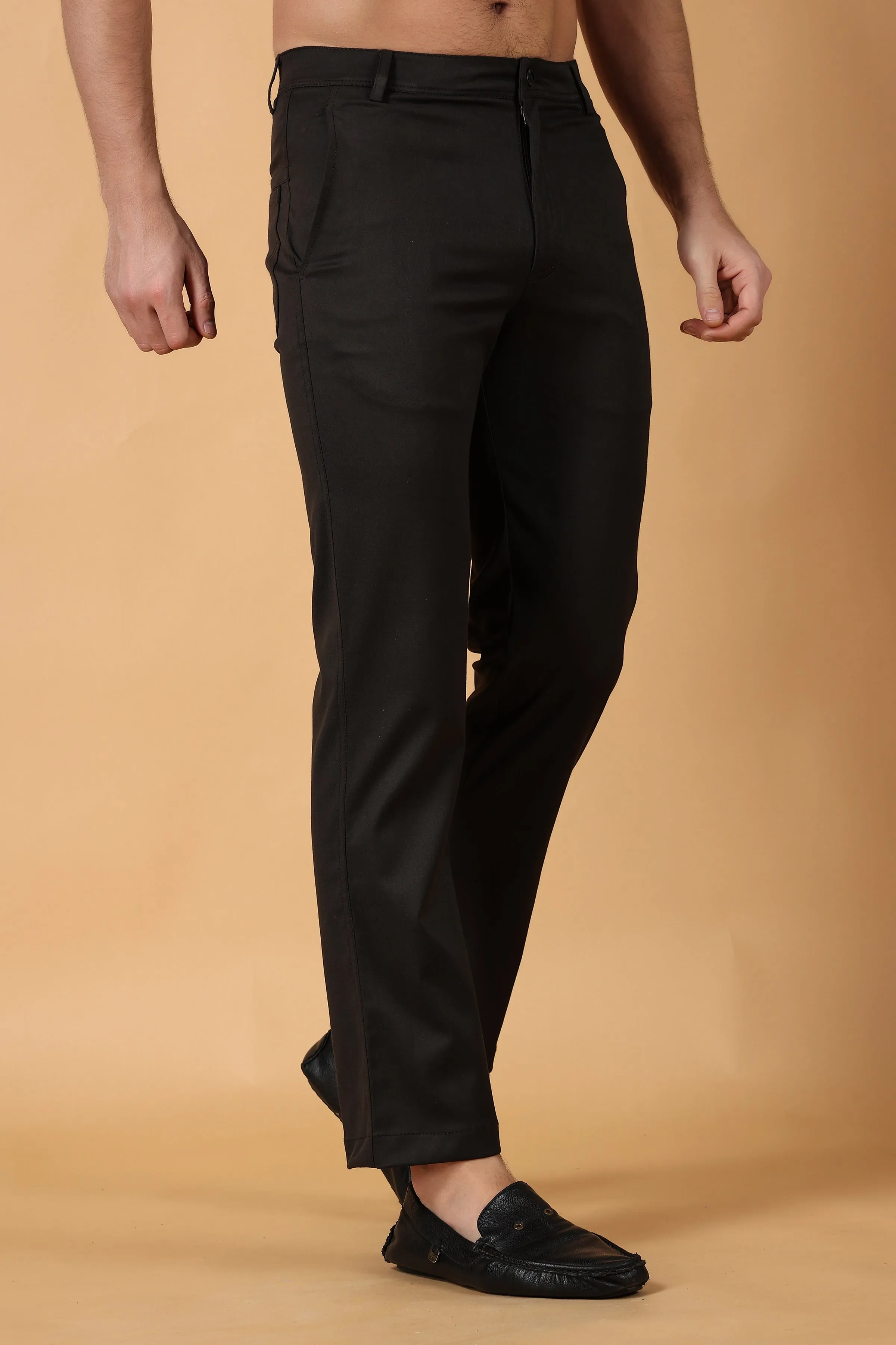 Brown Cotton Lycra Chinos