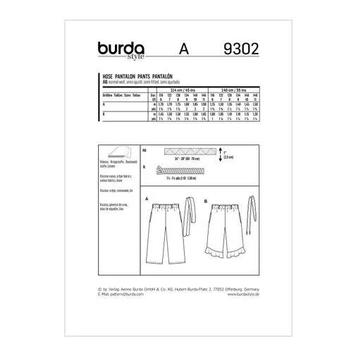 Burda Child Trousers 9302