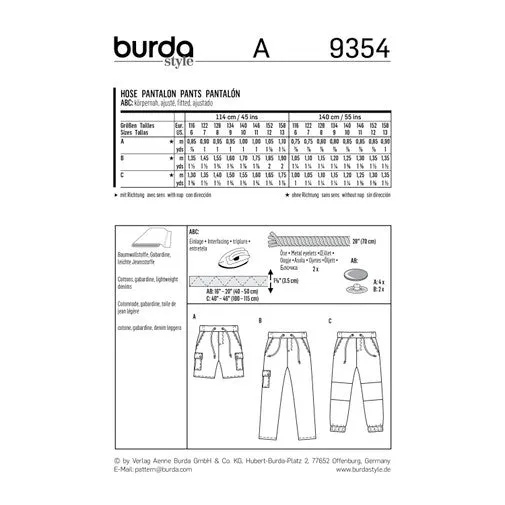 Burda Child/Teen Trousers and Shorts 9354