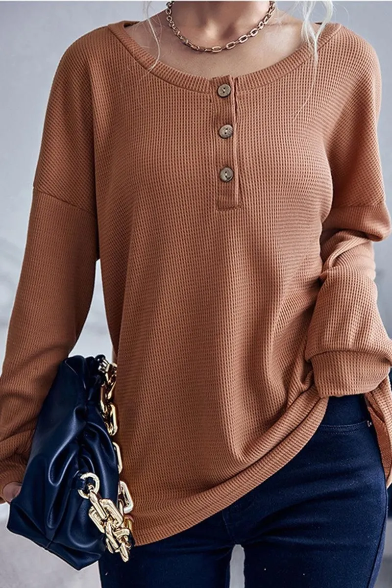 BUTTON DETAIL LOOSE FIT CASUAL TOP