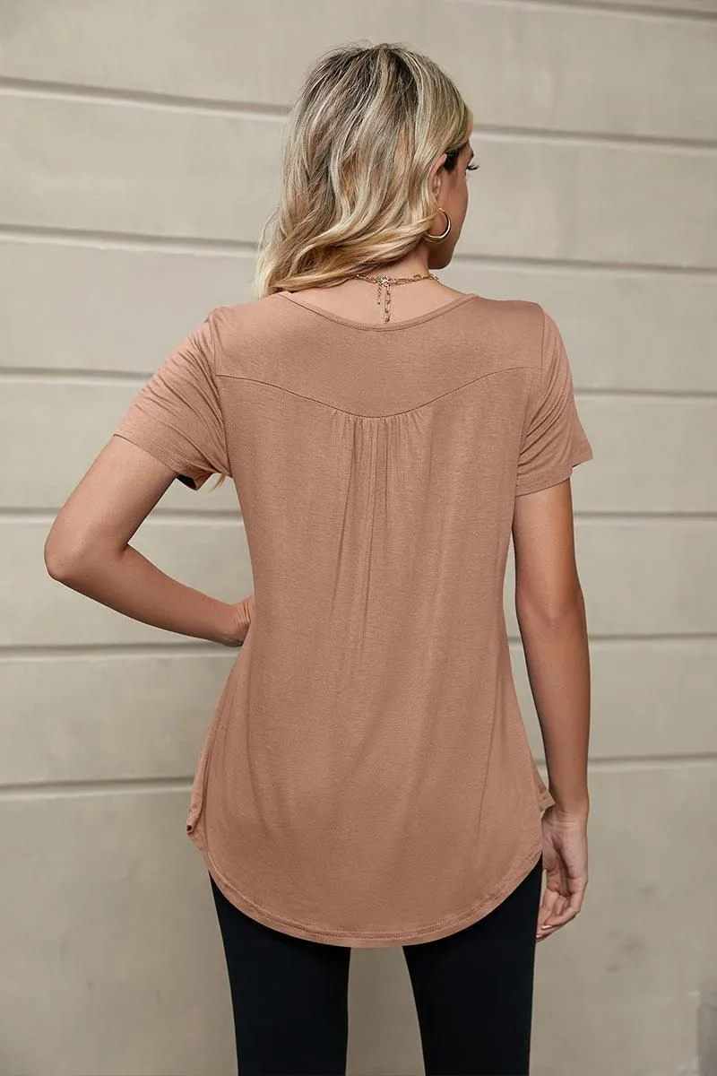 BUTTON NECK TUNIC TOP