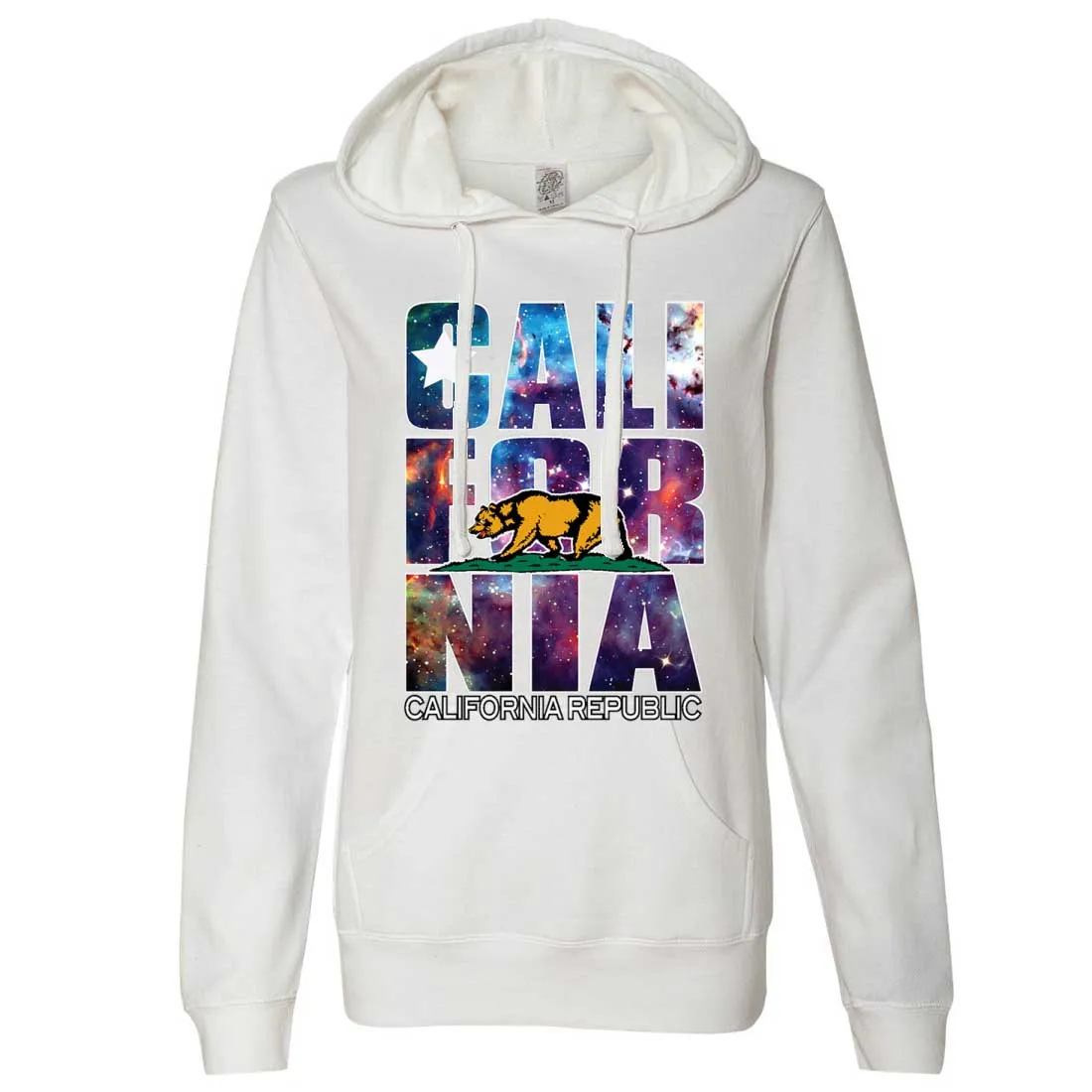 California Cosmic Flag Logo In Space Galaxy Ladies Lt./Wt. Hoodie