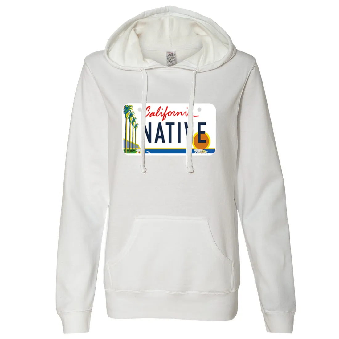 California Native License Plate Ladies Lightweight Fitted Hoodie