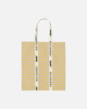 carrier midi tasaraita tote bag - pink/yellow