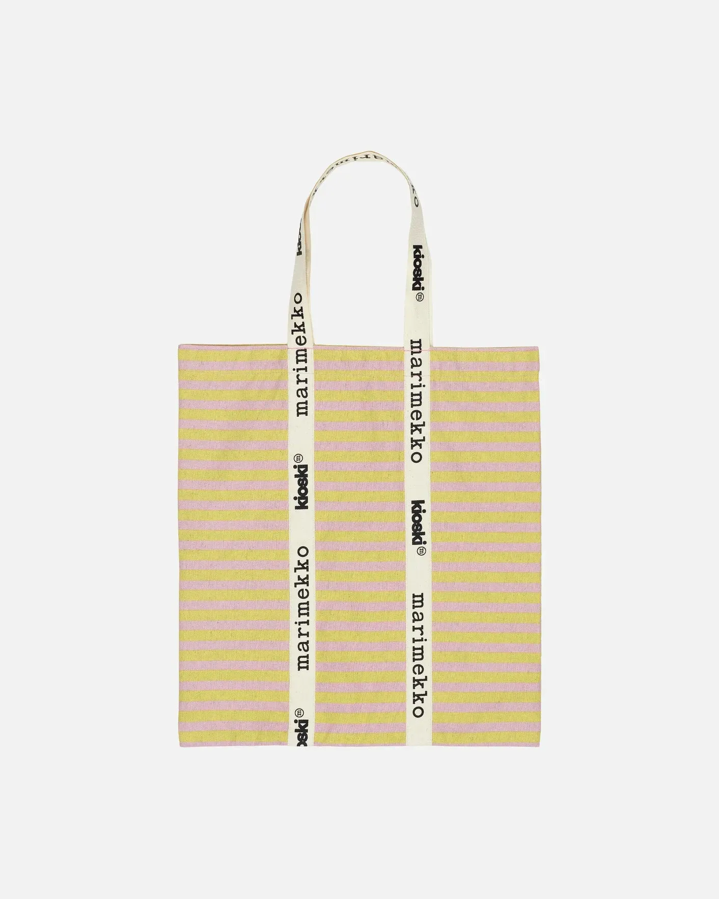 carrier midi tasaraita tote bag - pink/yellow