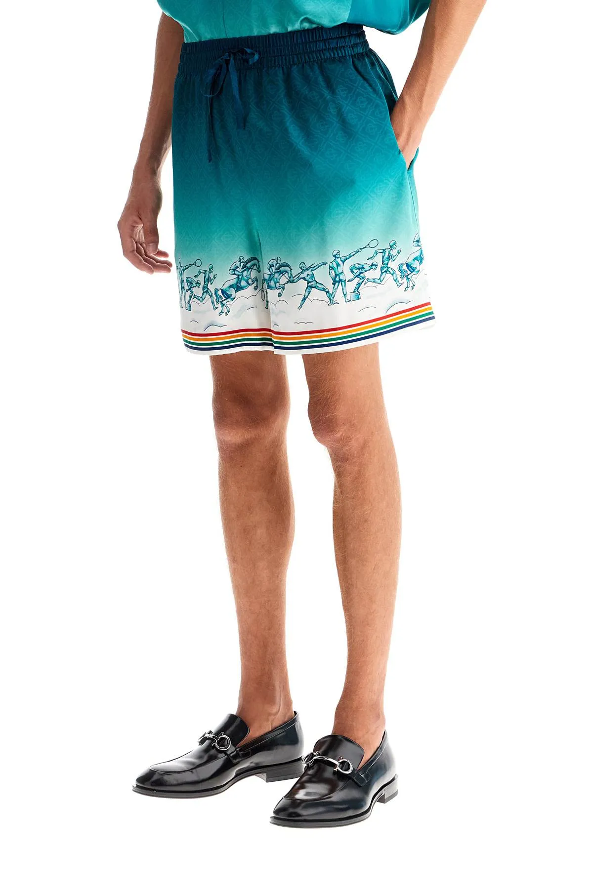 CASABLANCA silk bermuda shorts 'the goddess of the