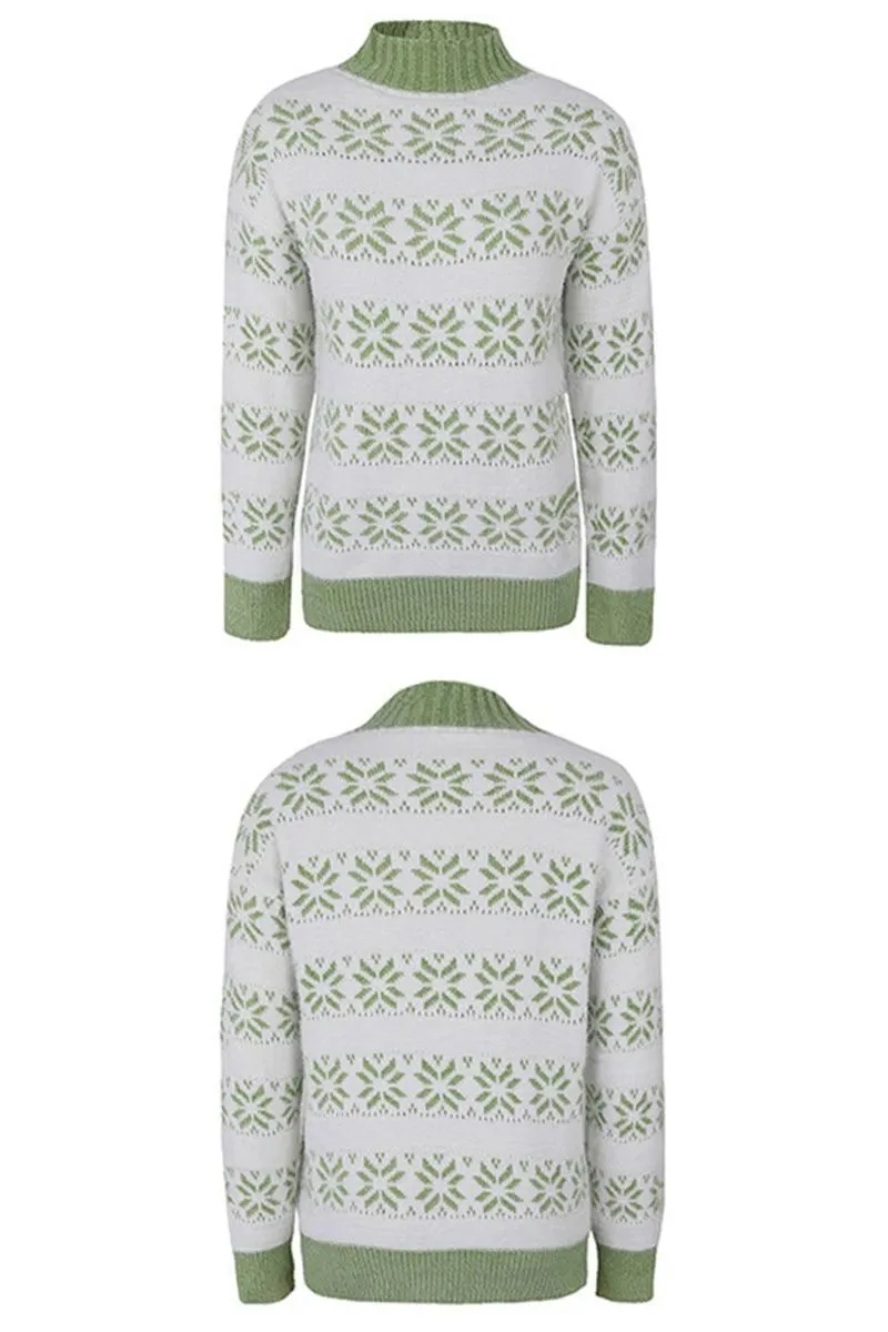 CHRISTMAS PATTERN TURTLE NECK SWEATER TOP