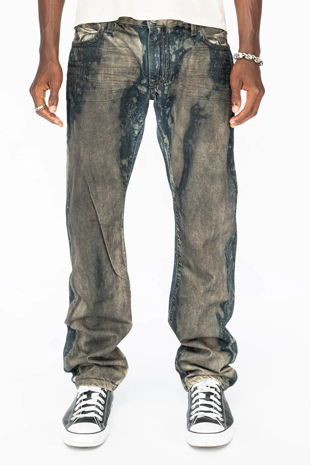 CLASSIC 5 POCKET STRAIGHT LEG IN BLUE GREY GRAFFITO WASH