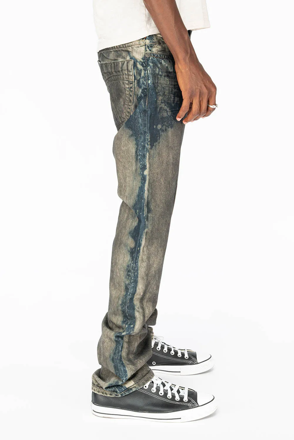 CLASSIC 5 POCKET STRAIGHT LEG IN BLUE GREY GRAFFITO WASH