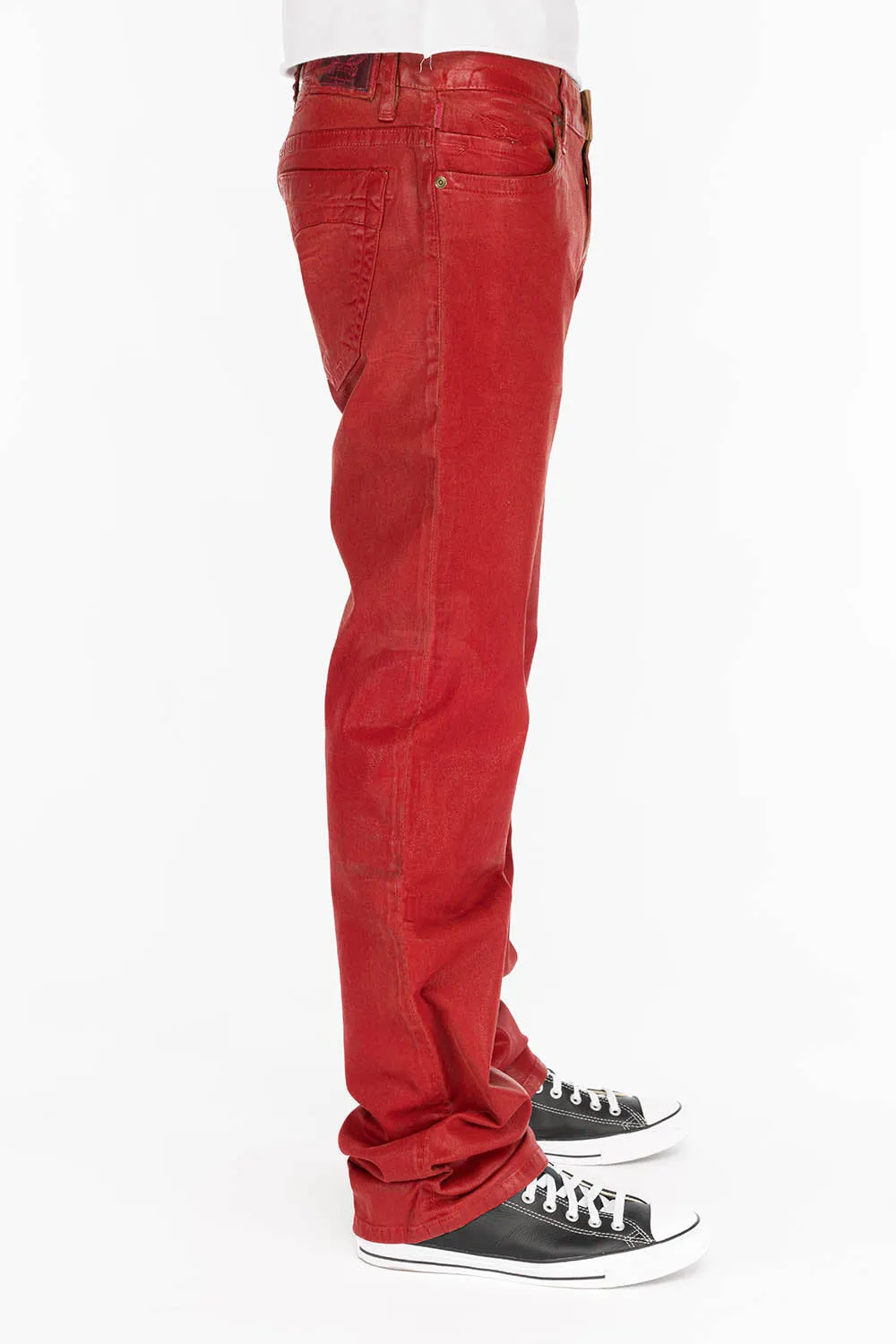 CLASSIC 5 POCKET STRAIGHT LEG JEANS IN CUIR DOUBLE RED