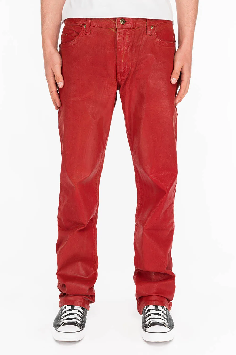 CLASSIC 5 POCKET STRAIGHT LEG JEANS IN CUIR DOUBLE RED