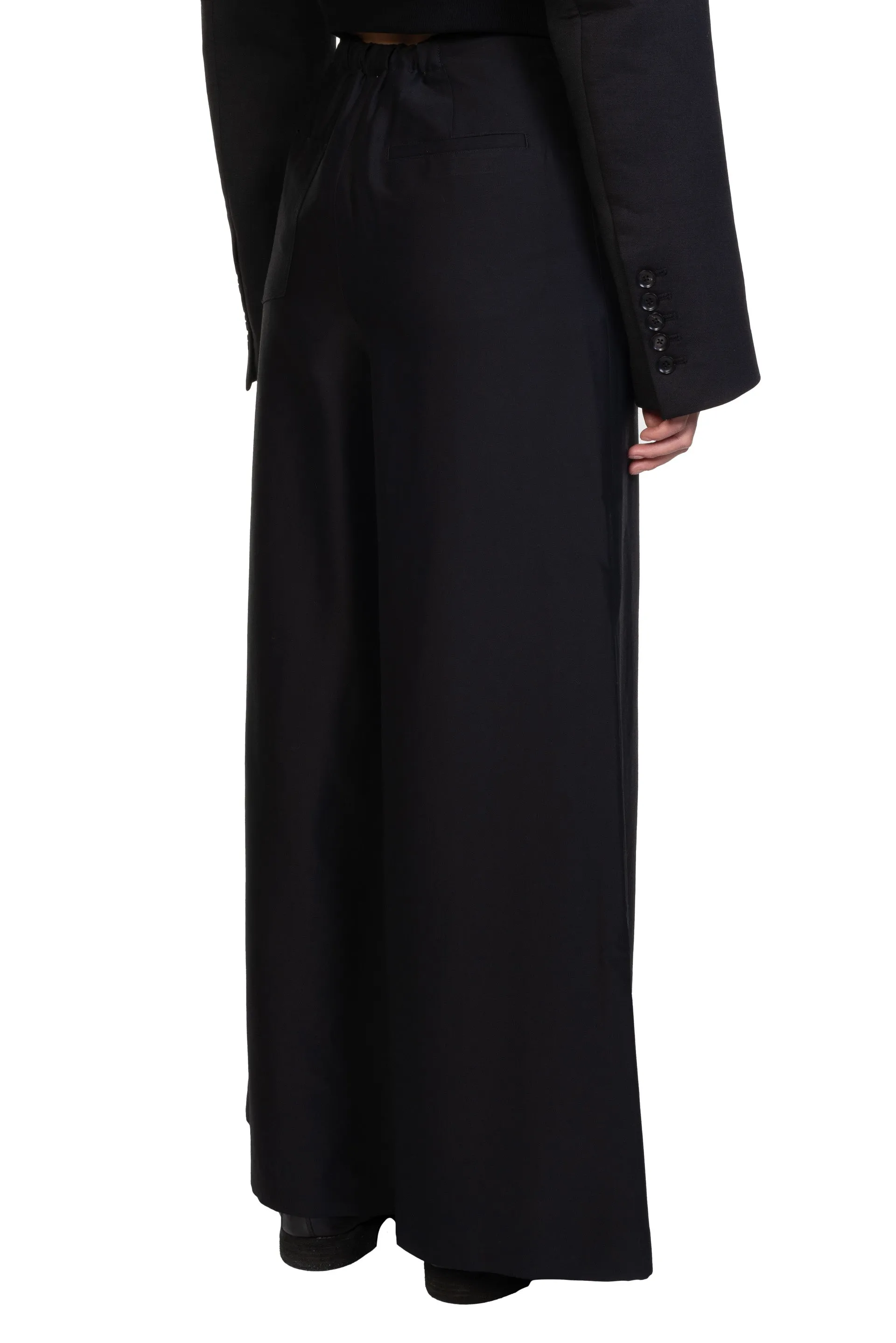 Classic Silk Wool Wide-Leg Trousers