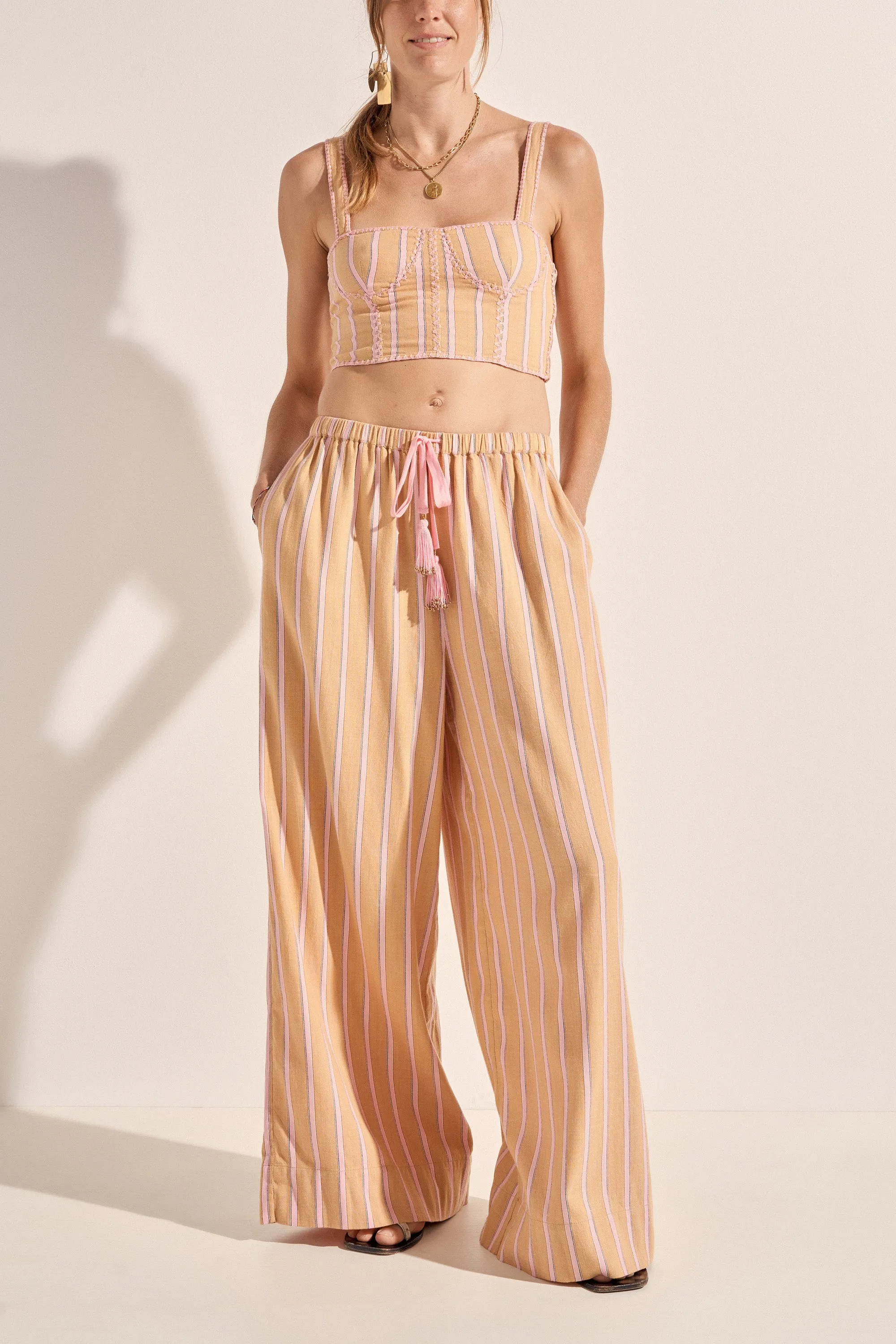 Clio Camel Stripe Pants