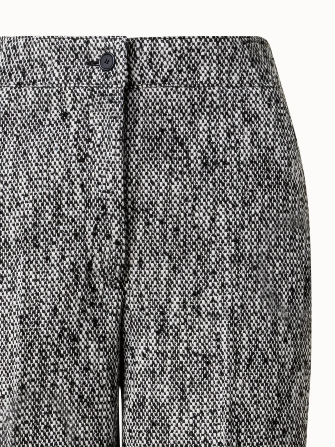 Cotton Blend Tweed Cropped Wide Leg Pants