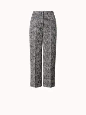 Cotton Blend Tweed Cropped Wide Leg Pants