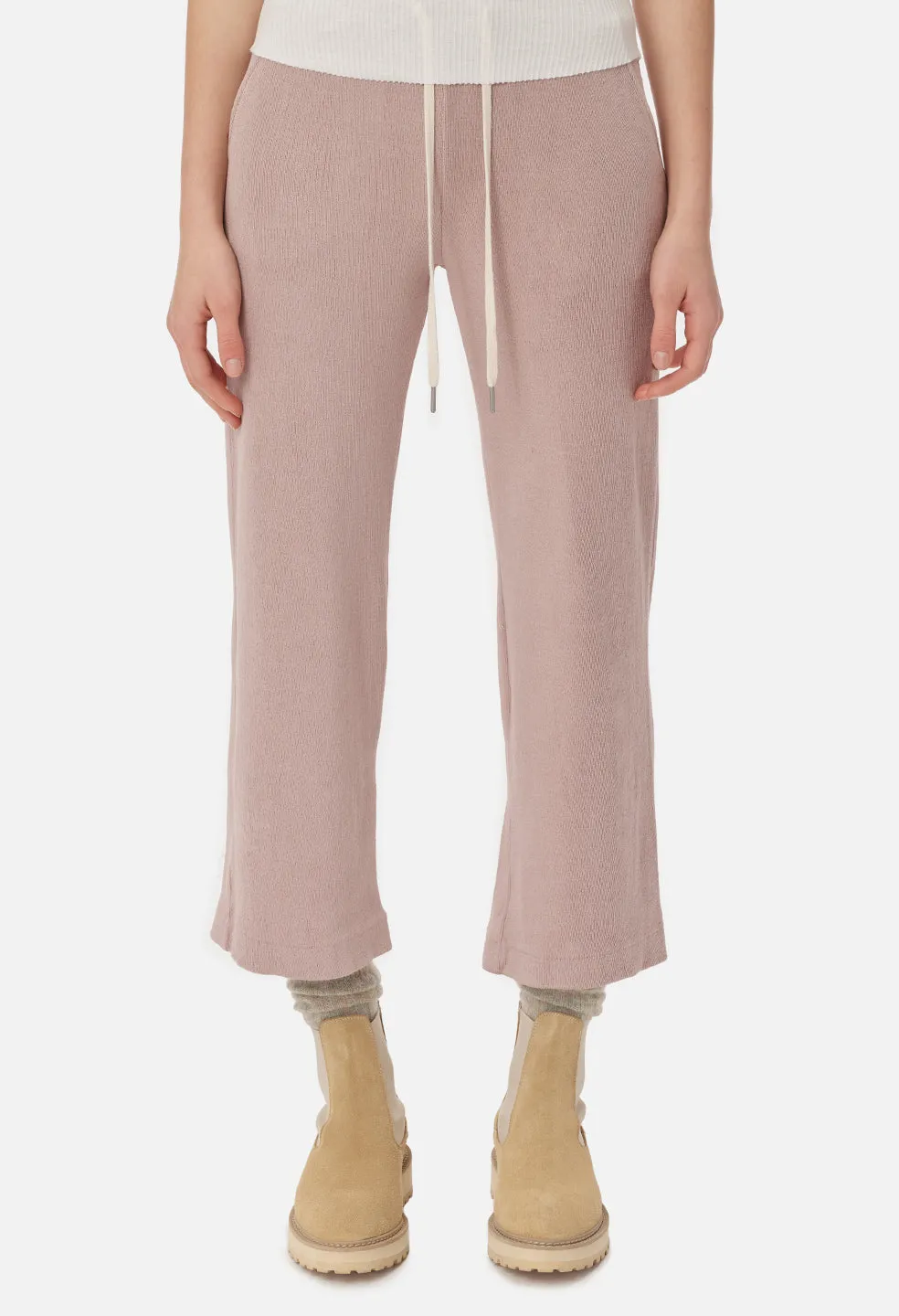 Cotton Corduroy Cropped Sweatpants / Soapstone