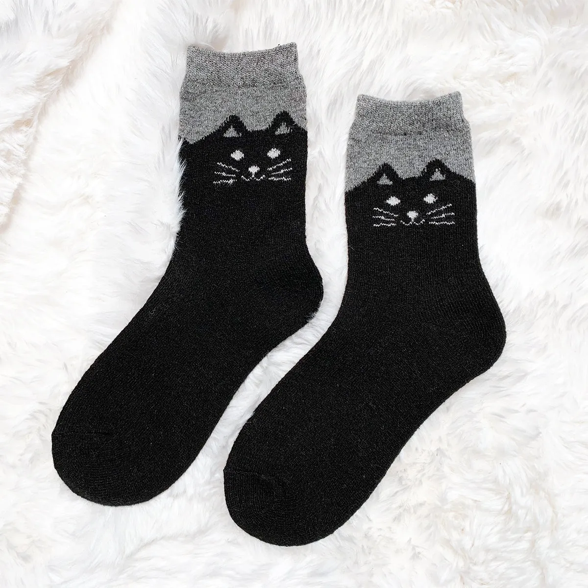 Cozy and Warm | Wool Socks | Black Cat