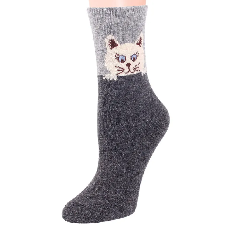 Cozy and Warm | Wool Socks | Grey Cat