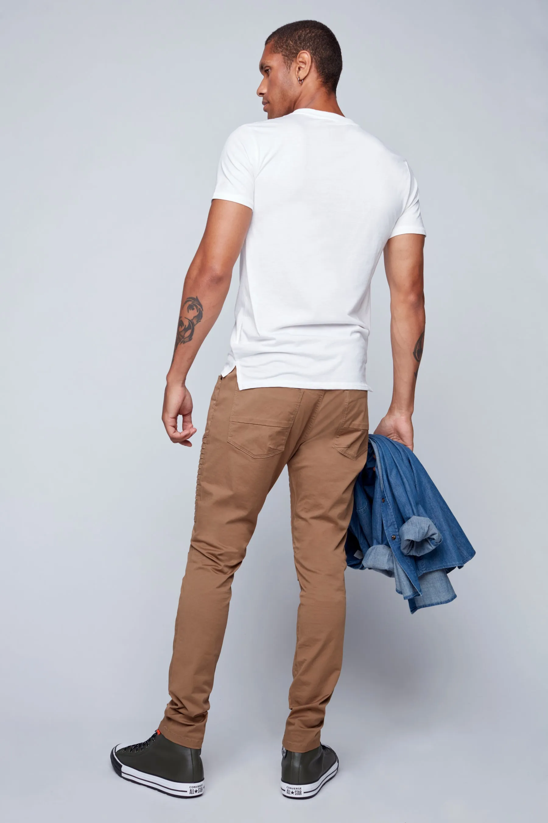 Deluxe 5 Pocket Slim Fit Pintuck Pants - TOBACCO