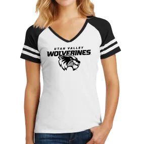 District Women’s Game V-Neck Tee- Combo Under Wolverines