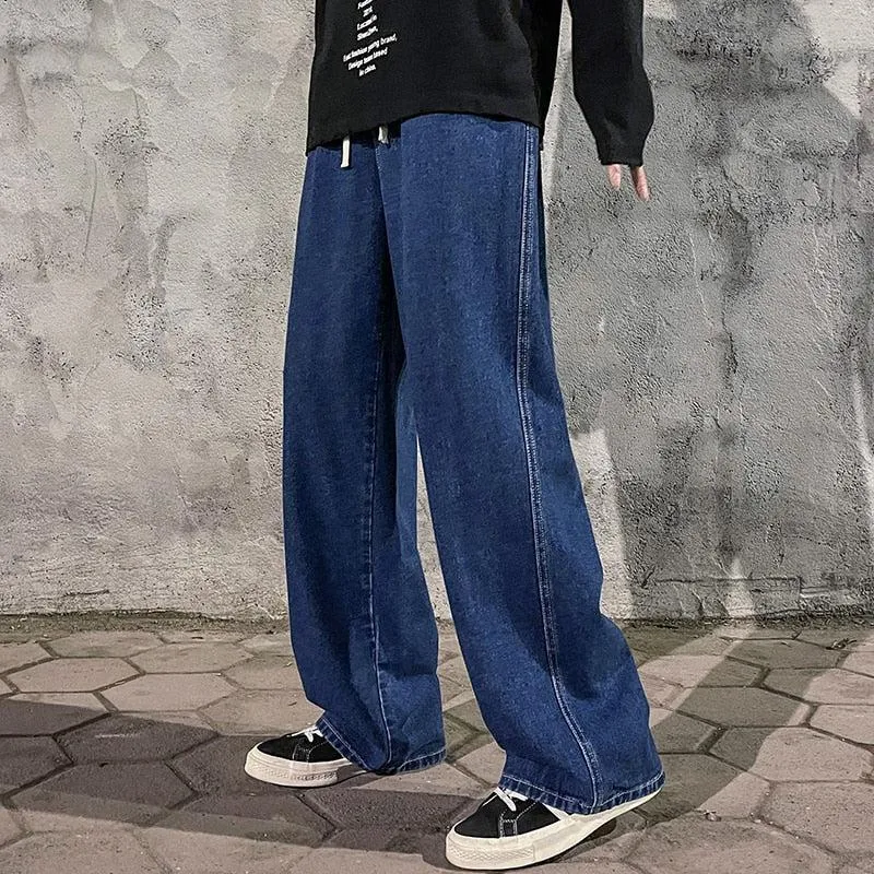 Drawstring Straight Leg Baggy Jeans