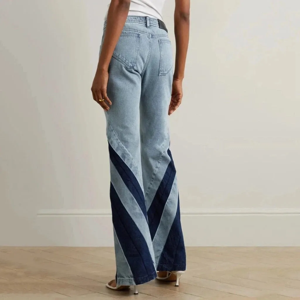 Dual Hue Cutout Jeans Crop Top Set Denim