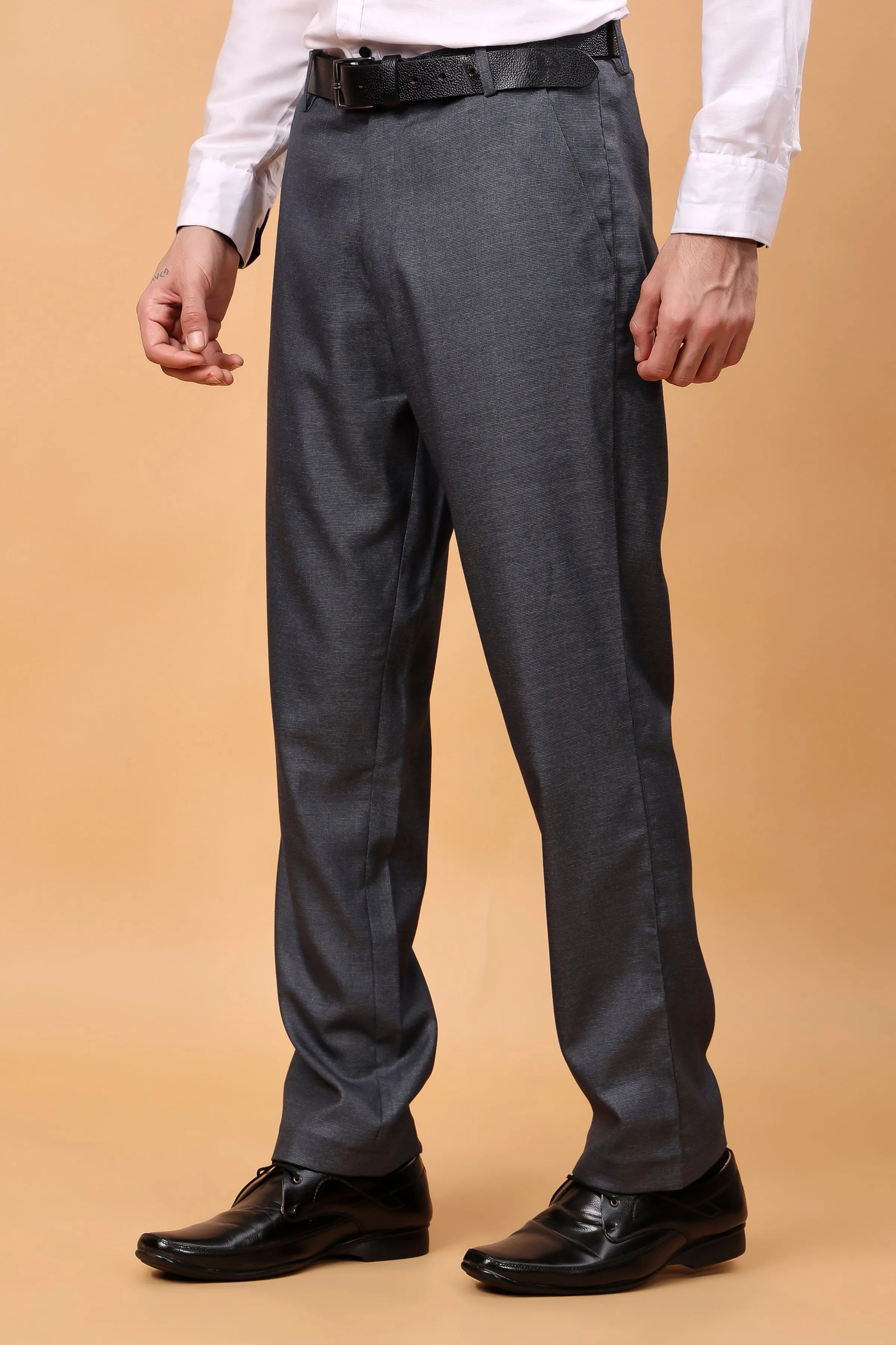 Dusk Blue Textured Stretch Trousers