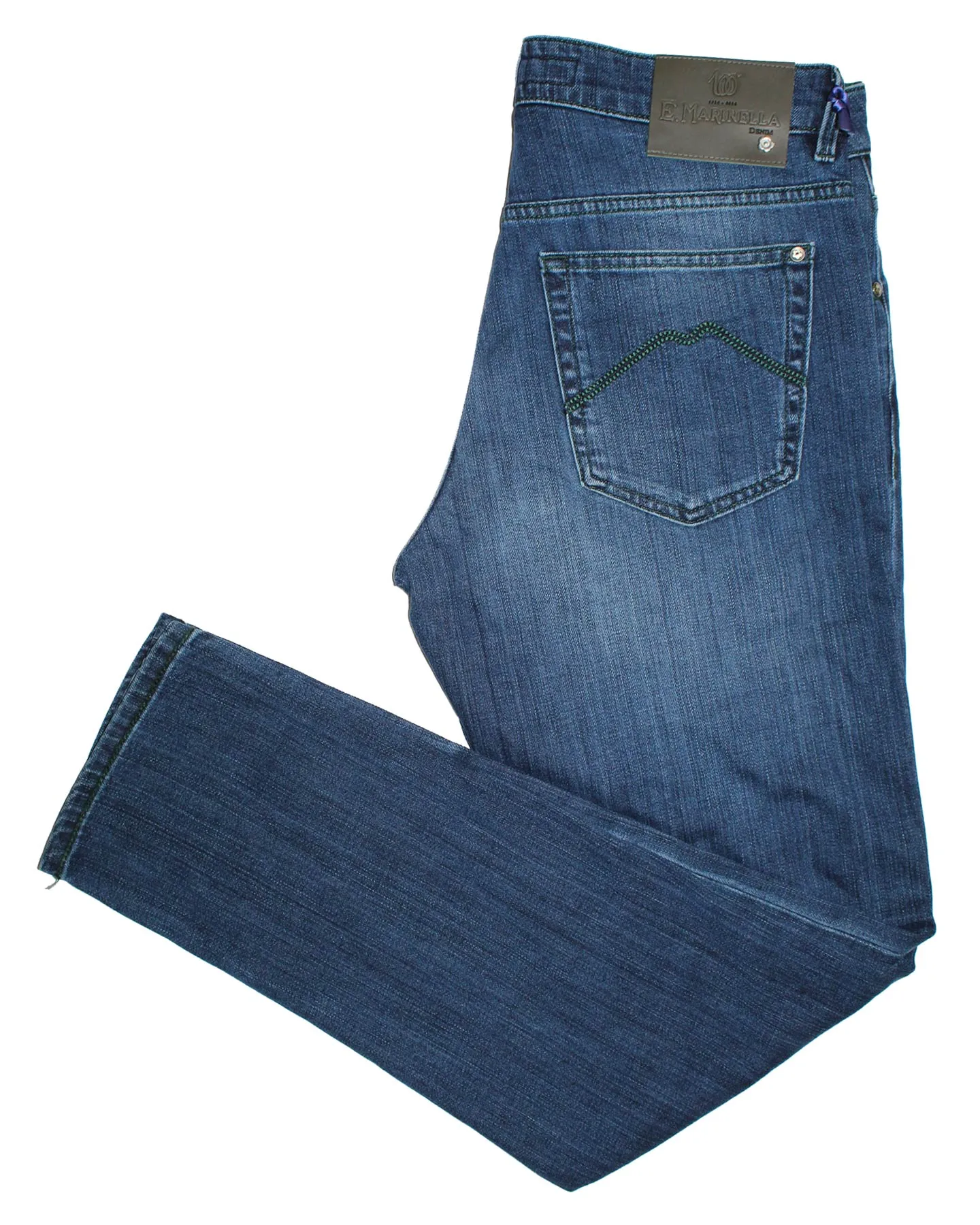 E. Marinella Denim Jeans Dark Blue Slant Pocket 33 Slim Fit - SALE