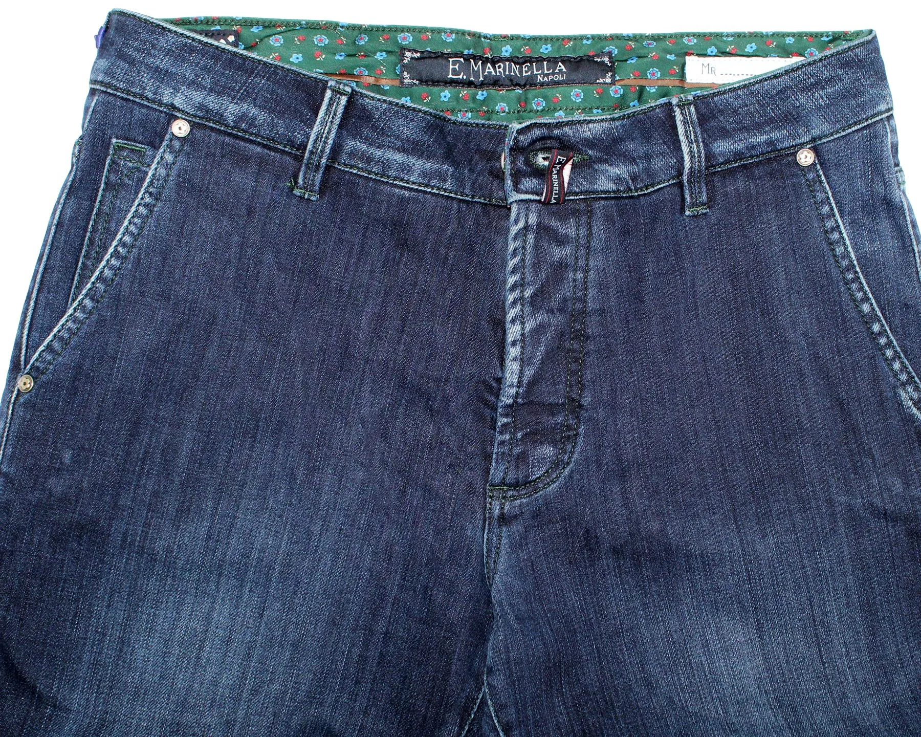 E. Marinella Jeans Dark Blue Slant Pocket Denim 34 Slim Fit