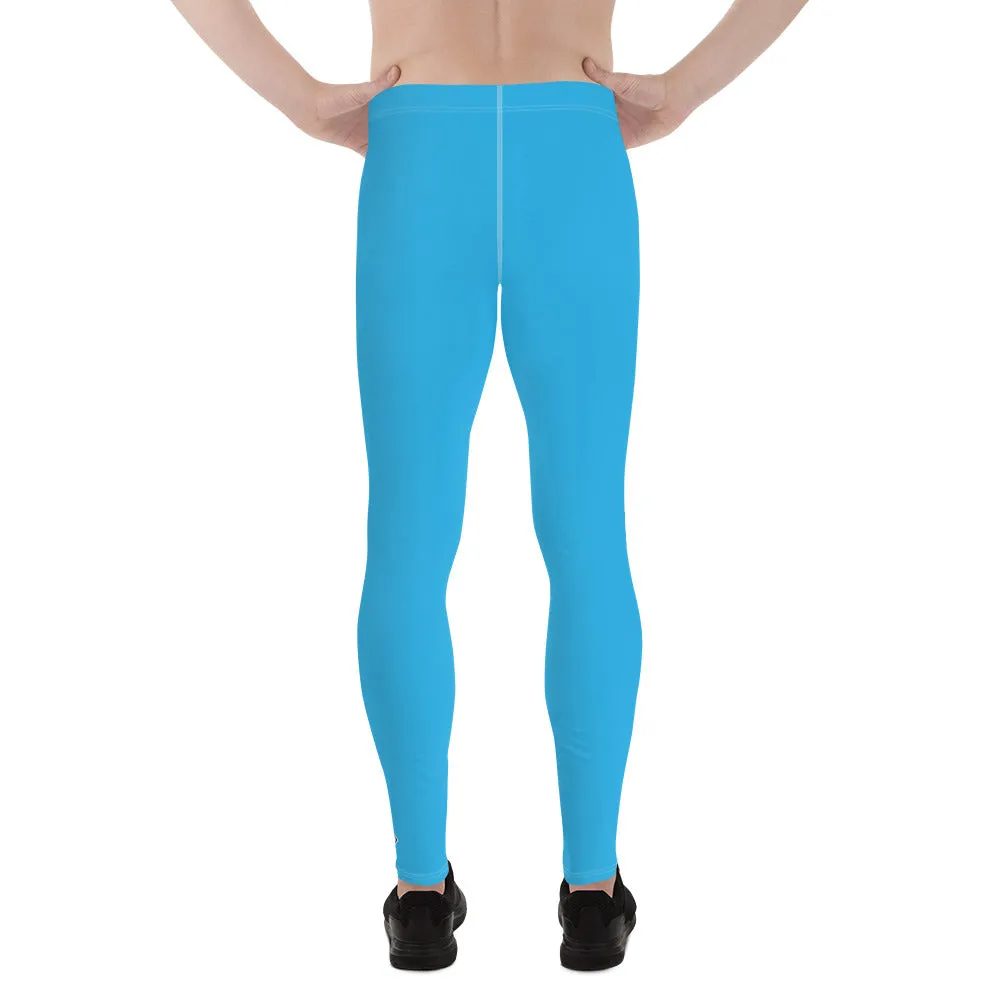 Effortless Movement: Solid Color Athletic Leggings for Men - Cyan