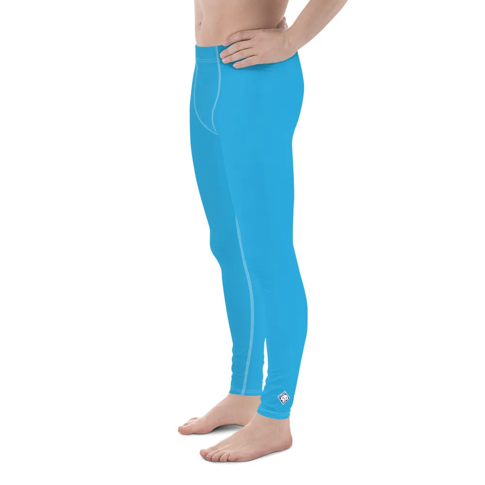 Effortless Movement: Solid Color Athletic Leggings for Men - Cyan